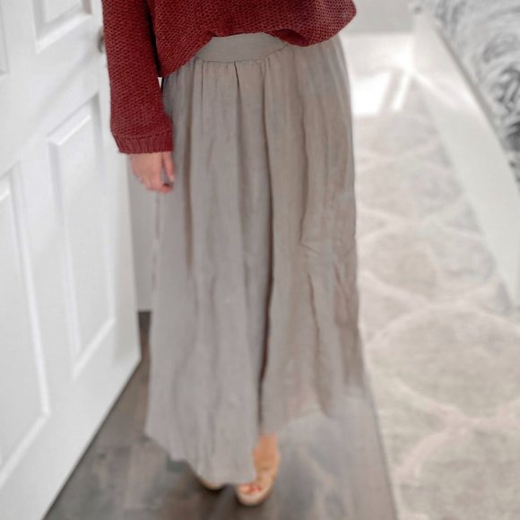 100% Linen Maxi Skirt in Gray Color, size M - Picture 4 of 5